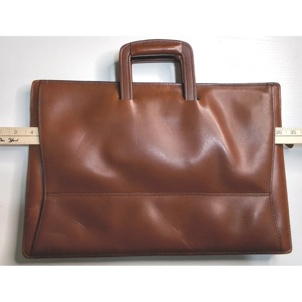 Vintage Schlesinger Brothers Briefcase Mens Brown California Saddle Leather Bag